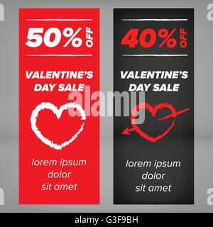 Il giorno di San Valentino la vendita banner con cuore con freccia Illustrazione Vettoriale