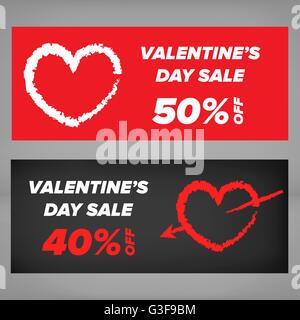 Il giorno di San Valentino la vendita banner con cuore con freccia Illustrazione Vettoriale