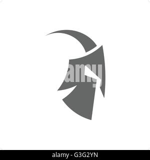 Romano o greco guerriero spartano casco silhouette illustrazione vettoriale isolati su sfondo bianco. Illustrazione Vettoriale