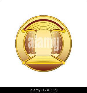 Beautiful golden stage crest illustrazione vettoriale isolati su sfondo bianco. Illustrazione Vettoriale