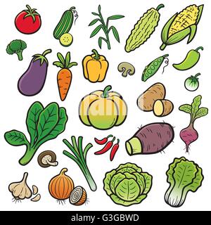 Illustrazione Vettoriale di Cartoon set di vegetali Illustrazione Vettoriale