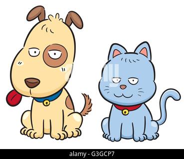 Illustrazione Vettoriale di fumetto di cane e di gatto Illustrazione Vettoriale