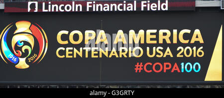 Philadelphia, Pennsylvania, USA. 11 Giugno, 2016. La Copa America firmare al Lincoln Financial Field di Philadelphia PA © Ricky Fitchett/ZUMA filo/Alamy Live News Foto Stock