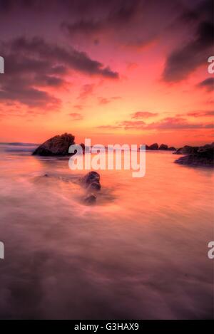 Freathy spiaggia al tramonto Foto Stock