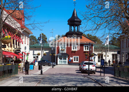 Trosa biblioteca e centro città, Trosa, Svezia Foto Stock