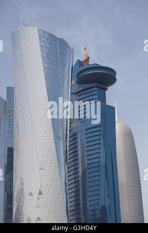 World Trade Center, al Bidda Tower & Torre di Doha, West Bay, Doha, Qatar Foto Stock