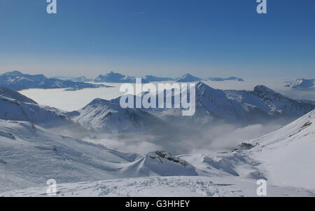 Skigebiet Portes du Soleil, Haute-Savoie, Frankreich Foto Stock