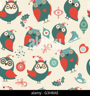 Vector seamless pattern con simpatici gufi Illustrazione Vettoriale