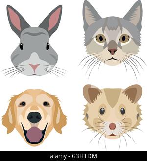 Collezione di animale domestico di testine per l'uso creativo in graphic design Illustrazione Vettoriale