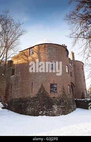 'St' Briavels castello in inverno la neve, " Foresta di Dean', Gloucestershire, England, Regno Unito Foto Stock