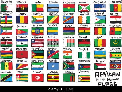 African disegnati a mano bandiere Illustrazione Vettoriale