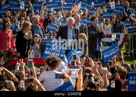 Brooklyn, Stati Uniti. Xvii Apr, 2016. Più di 28.000 persone inondati di Brooklyn Prospect Park per il candidato presidenziale Bernie Sanders. La campagna ha chiamato il suo più grande rally ancora. Gli ospiti inclusi le indie band Orso grizzly, Danny Devito, Justin Long e sost. Tulsi Gabbard, D-Hawaii, e Brooklyn Consigliere Jumaane Williams, un occupare Wall Street attivista che giri fino alla folla con un 'mic controllare' © Michael Nigro/Pacific Press/Alamy Live News Foto Stock