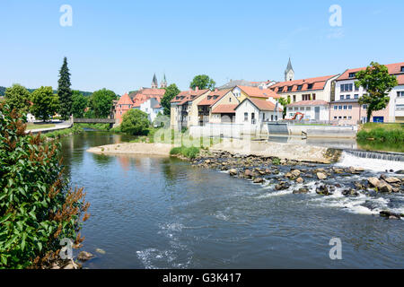 City Gate Biertor al fiume Regen, in Germania, in Baviera, Baviera, Oberpfalz, Alto Palatinato, Cham Foto Stock