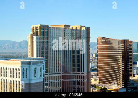 Una veduta aerea della Strip di Las Vegas come si vede dal 'High Roller" a 550 ft Farris ruota attrazione turistica Foto Stock