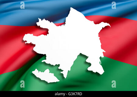 3D rendering di Azerbaigian mappa e flag Foto Stock