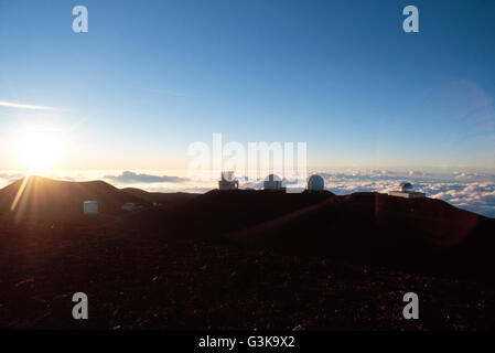 Hawaii, grande isola, telescopi, Mauna Kea, altitudine, cumulus nubi, astrologia, Astronomia, ricerca, extra terrestrial Foto Stock