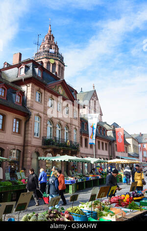 San Martin's Cathedral e il mercato settimanale, Germania Renania-Palatinato, Renania-Palatinato, , Magonza Foto Stock