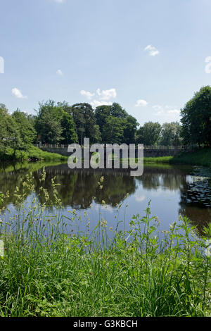 Mill pond, Ahrensburg, Schleswig-Holstein, Germania Foto Stock