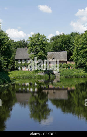 Mill, Mill pond, Ahrensburg, Schleswig-Holstein, Germania Foto Stock