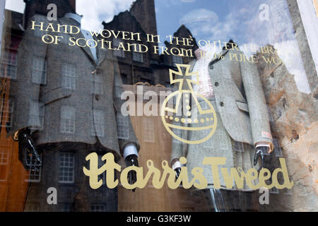 Harris Tweed Ebridi Shop segno, Edimburgo, Scozia Foto Stock