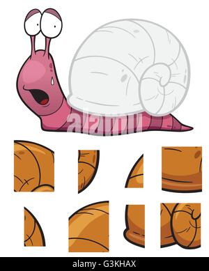 Illustrazione Vettoriale di istruzione Puzzle Gioco per bambini con lumaca Illustrazione Vettoriale