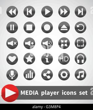 Media Player set di icone. Multimedia. Isolato. Illustrazione Vettoriale Illustrazione Vettoriale
