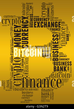 Bitcoin wordart correlati illustrazione concettuale Foto Stock