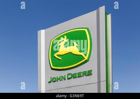 John Deere segno su un pannello Foto Stock