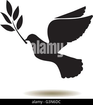 Vettore silhouette colomba con olive branch Illustrazione Vettoriale