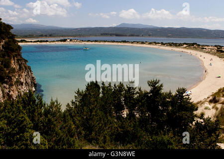 Voidokilia Beach appena a nord di Yialova e Pilos sulla costa Messiniaco sud del Peloponneso Grecia Foto Stock