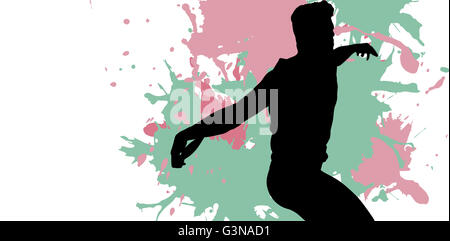 Immagine composita della vista laterale dell'uomo gettando discus Foto Stock