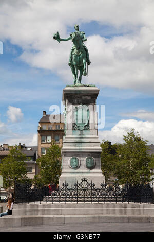 Statua equestre di Guglielmo II su Place Guillaume II, città di Lussemburgo, Europa, PublicGround Foto Stock