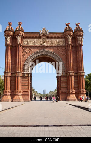 Arc de Triomf, arco trionfale, Barcellona, in Catalogna, Spagna, Europa, PublicGround Foto Stock