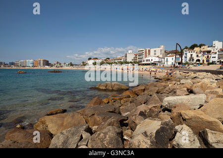 La spiaggia e la costa, Blanes, La Selva in Costa Brava Catalogna, Europa PublicGround Foto Stock