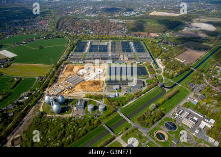 Vista aerea, impianto di depurazione Emschermündung, KLEM, città confine tra Dinslaken, Oberhausen Duisburg e. Emschergenossenschaft, liquame Foto Stock