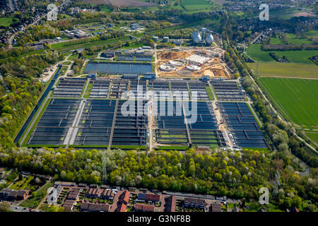 Vista aerea, impianto di depurazione Emschermündung, KLEM, città confine tra Dinslaken, Oberhausen Duisburg e. Emschergenossenschaft, liquame Foto Stock