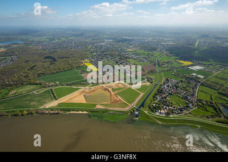 Vista aerea, impianto di depurazione Emschermündung, KLEM, città confine tra Dinslaken, Oberhausen Duisburg e. Emschergenossenschaft, liquame Foto Stock