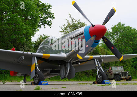 P-51D, Mustang, Rosso di coda e di Tuskegee aviatori Foto Stock