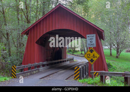 Stati Uniti d'America, Oregon, Siuslaw National Forest, North Fork Yachats ponte, costruito nel 1938, copre la forcella del nord del fiume Yachats. Foto Stock