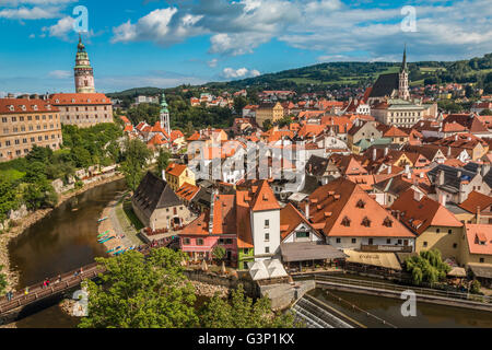 Bella vista di Cesky Krumlov in Repubblica Ceca Foto Stock