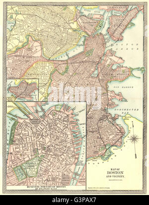 La città di Boston/pianta della città. CBD Downtown. Razza isola. Massachusetts, 1907 Mappa Foto Stock