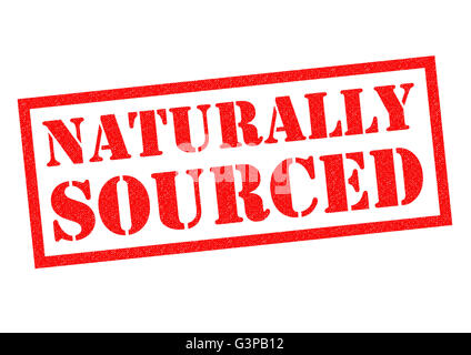 Naturalmente reperiti rosso timbro di gomma su uno sfondo bianco. Foto Stock