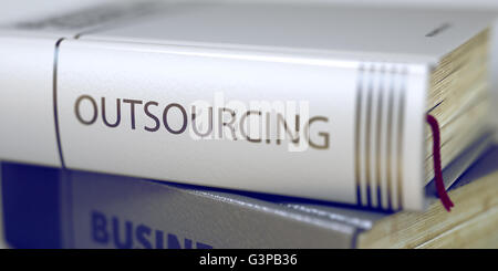 Concetto di outsourcing sul titolo del libro. Foto Stock