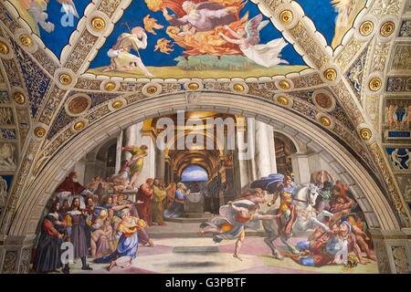 Cacciata di Eliodoro dal Tempio, 1511-1512, Stanze di Raffaello, Palazzo Apostolico Vaticano Musei, Roma, Italia Foto Stock