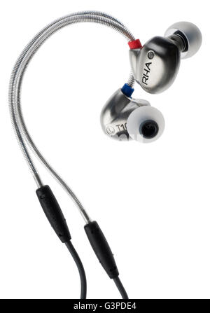 RHA T10 auricolari. Acciaio inossidabile driver dinamico. ad alta fedeltà e  isolamento del rumore, cuffie auricolari Foto stock - Alamy