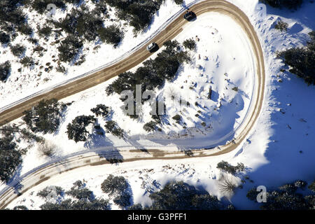 Road, vista aerea. Serra del Cadi. Provincia di Barcellona. La Catalogna. Spagna Foto Stock