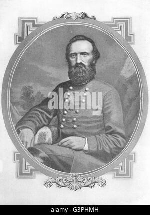 MILITARIA: Thomas Jonathan(Stonewall)Jackson, antica stampa 1907 Foto Stock