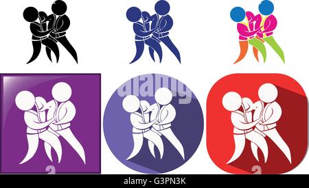 Icone dello sport judo per illustrazione Illustrazione Vettoriale