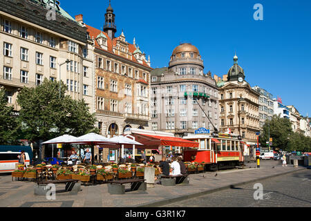 Piazza Venceslao a Praga Foto Stock