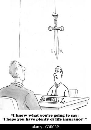 Cartoon business circa il bisogno di assicurazione sulla vita. Foto Stock
